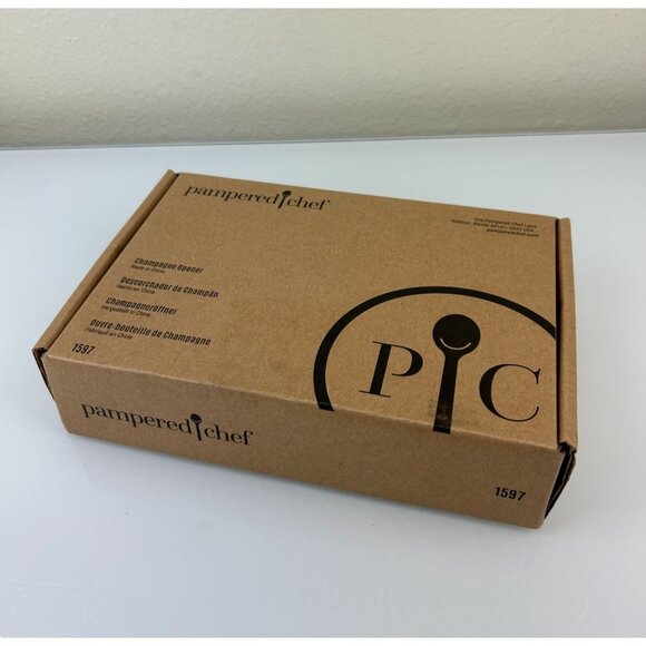 Pampered Chef Champagne Opener Kitchen Bar Tool 1597 Black Silver Tone Orig. Box - Picture 2 of 11